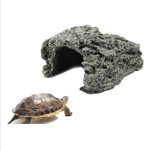 Hffheer Stone Cave Shelter Aquarium Verstecken Turtle House Aquarium Steinhöhle für Reptilien Turtle Frog Zoo Aquarium Dekoration Ornament von Pssopp