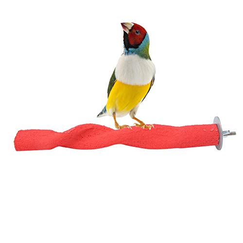 Wooden Bird Perch Rod Twisted Papagei Ständer Toy Frosted Paw Grinding Stick Käfig Zubehör Exercise Stand Red von Pssopp