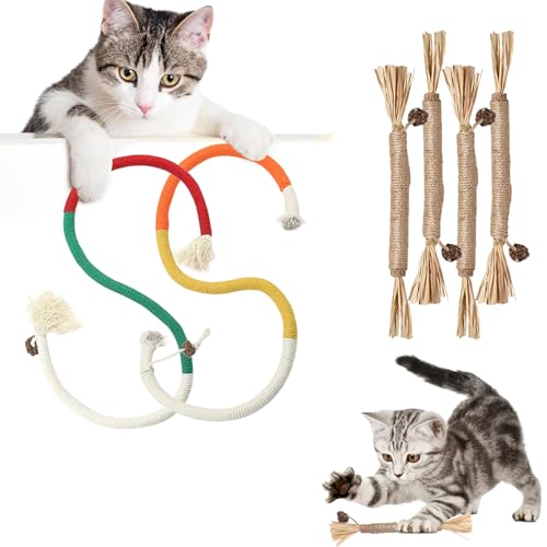 HhBdy Katzenkauspielzeug enthält 2 Stück 60 cm Kätzchen-Kauspielzeug und 4 Stück 24 cm Katzenspielzeuge, interaktives Katzenminze-Spielzeug, Kätzchen-Zahnspielzeug für Indoor-Katzen, Zahnreinigung, HhBdy Katzenkauspielzeug enthält 2 Stück 60 cm Kätzchen-Kauspielzeug und 4 Stück 24 cm Katzenspielzeuge, interaktives Katzenminze-Spielzeug, Kätzchen-Zahnspielzeug für Indoor-Katzen, Zahnreinigung, von HhBdy