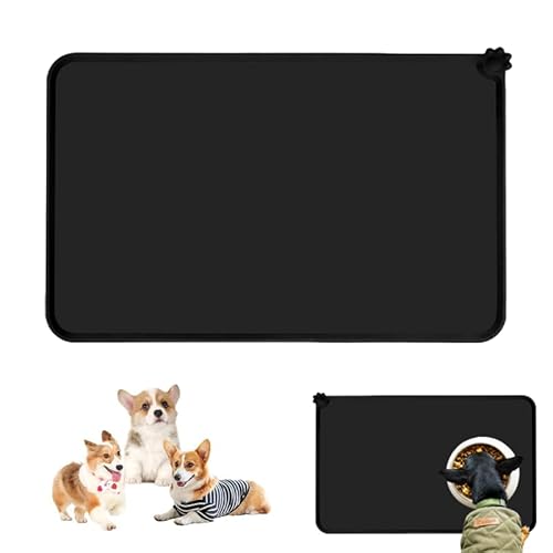 Napfunterlage Hund Katzen 48x30cm Silikon Napfunterlage Silikon wasserdichte Pet Food Matte Anti-Rutsch Haustier Fütterung Matte Placemats, Futtermatte, Katzennapf Unterlage (Schwarz) Napfunterlage Hund Katzen 48x30cm Silikon Napfunterlage Silikon wasserdichte Pet Food Matte Anti-Rutsch Haustier Fütterung Matte Placemats, Futtermatte, Katzennapf Unterlage (Schwarz) von HhBdy