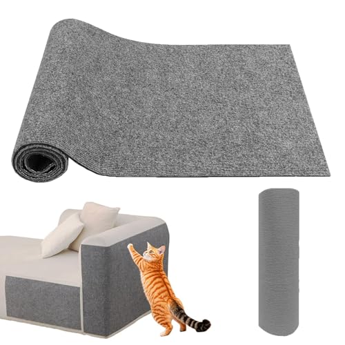 Selbstklebend kratzmatte Katze, 40x200cm DIY Kratzfestes Sofa kratzmatte Katze, Selbstklebend Kratzteppich Wand, Wiederverwendbar kratzteppich (Hellgrau) von HhBdy