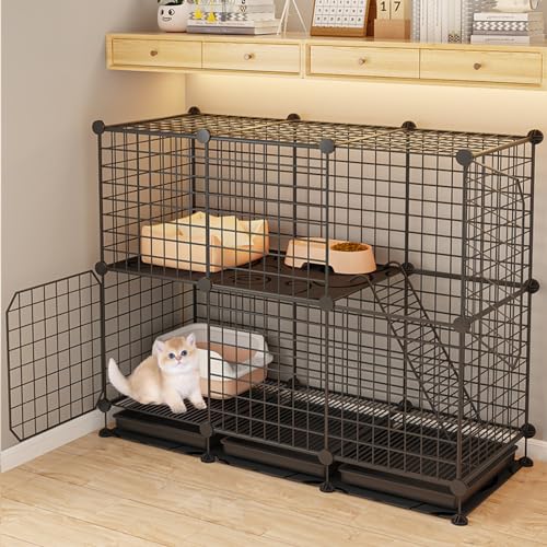2/3-stöckige Katzenkäfige,DIY-Katzenlaufstall Mit Tablett,Katzengehege Aus Metalldraht Für Den Außenbereich Mit Leitern,Abnehmbares Catio Für Den Innenbereich,für Sicheres Spielen Kleiner Tiere(43.7*1 2/3-stöckige Katzenkäfige,DIY-Katzenlaufstall Mit Tablett,Katzengehege Aus Metalldraht Für Den Außenbereich Mit Leitern,Abnehmbares Catio Für Den Innenbereich,für Sicheres Spielen Kleiner Tiere(43.7*1 von HhYyLr