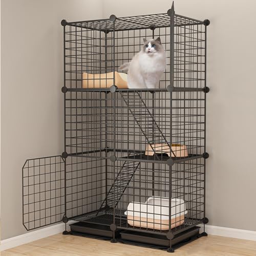 2/3-stöckige Katzenkäfige,DIY-Katzenlaufstall Mit Tablett,Katzengehege Aus Metalldraht Für Den Außenbereich Mit Leitern,Abnehmbares Catio Für Den Innenbereich,für Sicheres Spielen Kleiner Tiere(29.5"L 2/3-stöckige Katzenkäfige,DIY-Katzenlaufstall Mit Tablett,Katzengehege Aus Metalldraht Für Den Außenbereich Mit Leitern,Abnehmbares Catio Für Den Innenbereich,für Sicheres Spielen Kleiner Tiere(29.5"L von HhYyLr