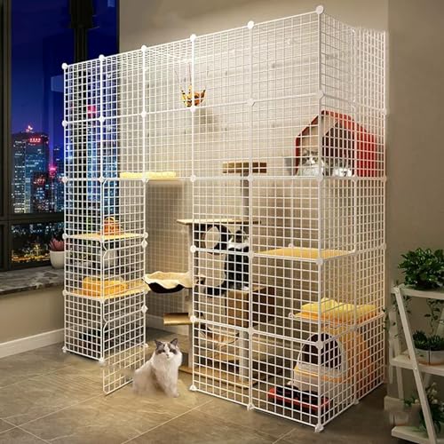 Große Katzenkäfige Für Den Innenbereich,Abnehmbarer Katzenlaufstall,Katzenhaus Mit Katzennest,Leitern Und Hängematte,Geräumiges Und Stabiles Katzengehege,Ideal Für Sicheres Spielen Und Entspannen(72x2 von HhYyLr