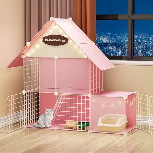 Großer Katzenkäfig Mit 2/3 Ebenen Und Rampenleitern,Katzengehege Aus Draht Zum Selbermachen,Abnehmbarer Zwinger Für Den Innenbereich,Ideal Für Sicheres Spielen Und Entspannen Kleiner Tiere(A-29.5*15.4 von HhYyLr