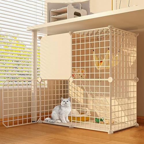 Katzenkäfig/Katzengehege,Großer Zweistöckiger,Abnehmbarer Zwinger Aus Metalldraht Mit Leiter,Selbstbau-Katzenlaufstall Für Den Innenbereich,Ideal Für Sicheres Spielen Und Entspannen Für Kleintiere(29. von HhYyLr