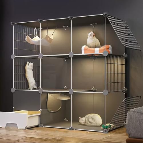 Katzenkäfig Für Den Innenbereich Mit Katzentoilette,Laufstall Mit Transparenter Trennwand,Katzenhaus Mit Plattformen,Katzenvilla-Kisten Mit Separater Toilette,Für 1–3 Katzen(43.0"L x 19.0"W x 43.0"H) Katzenkäfig Für Den Innenbereich Mit Katzentoilette,Laufstall Mit Transparenter Trennwand,Katzenhaus Mit Plattformen,Katzenvilla-Kisten Mit Separater Toilette,Für 1–3 Katzen(43.0"L x 19.0"W x 43.0"H) von HhYyLr