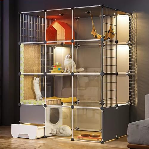 Katzenkäfig Für Den Innenbereich Mit Katzentoilette,Laufstall Mit Transparenter Trennwand,Katzenhaus Mit Plattformen,Katzenvilla-Kisten Mit Separater Toilette,Für 1–3 Katzen(43.0"L x 29.5"W x 57.0"H) Katzenkäfig Für Den Innenbereich Mit Katzentoilette,Laufstall Mit Transparenter Trennwand,Katzenhaus Mit Plattformen,Katzenvilla-Kisten Mit Separater Toilette,Für 1–3 Katzen(43.0"L x 29.5"W x 57.0"H) von HhYyLr