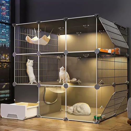 Katzenkäfig Für Den Innenbereich Mit Katzentoilette,Laufstall Mit Transparenter Trennwand,Katzenhaus Mit Plattformen,Katzenvilla-Kisten Mit Separater Toilette,Für 1–3 Katzen(43.0"L x 37.4"W x 43.0"H) Katzenkäfig Für Den Innenbereich Mit Katzentoilette,Laufstall Mit Transparenter Trennwand,Katzenhaus Mit Plattformen,Katzenvilla-Kisten Mit Separater Toilette,Für 1–3 Katzen(43.0"L x 37.4"W x 43.0"H) von HhYyLr