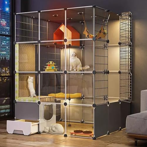 Katzenkäfig Für Den Innenbereich Mit Katzentoilette,Laufstall Mit Transparenter Trennwand,Katzenhaus Mit Plattformen,Katzenvilla-Kisten Mit Separater Toilette,Für 1–3 Katzen(43.0"L x 43.0"W x 57.0"H) Katzenkäfig Für Den Innenbereich Mit Katzentoilette,Laufstall Mit Transparenter Trennwand,Katzenhaus Mit Plattformen,Katzenvilla-Kisten Mit Separater Toilette,Für 1–3 Katzen(43.0"L x 43.0"W x 57.0"H) von HhYyLr