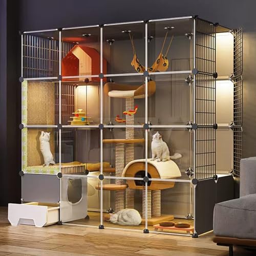 Katzenkäfig Für Den Innenbereich Mit Katzentoilette,Laufstall Mit Transparenter Trennwand,Katzenhaus Mit Plattformen,Katzenvilla-Kisten Mit Separater Toilette,Für 1–3 Katzen(57*29.5*57"/145*75*145cm) Katzenkäfig Für Den Innenbereich Mit Katzentoilette,Laufstall Mit Transparenter Trennwand,Katzenhaus Mit Plattformen,Katzenvilla-Kisten Mit Separater Toilette,Für 1–3 Katzen(57*29.5*57"/145*75*145cm) von HhYyLr