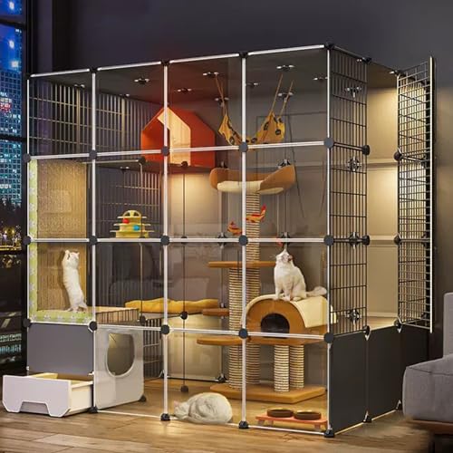 Katzenkäfig Für Den Innenbereich Mit Katzentoilette,Laufstall Mit Transparenter Trennwand,Katzenhaus Mit Plattformen,Katzenvilla-Kisten Mit Separater Toilette,Für 1–3 Katzen(57*43*57"/145*110*145cm) Katzenkäfig Für Den Innenbereich Mit Katzentoilette,Laufstall Mit Transparenter Trennwand,Katzenhaus Mit Plattformen,Katzenvilla-Kisten Mit Separater Toilette,Für 1–3 Katzen(57*43*57"/145*110*145cm) von HhYyLr