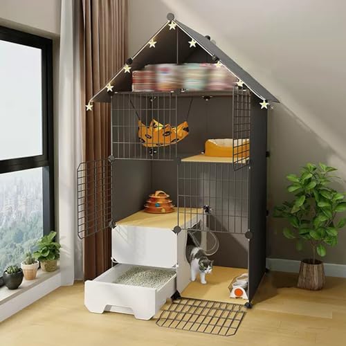 Katzenkäfig Mit Katzentoilette,DIY-Katzenlaufstall Mit Lagerregal,Katzengehege Für Den Innenbereich Mit Leitern,Zaun Für Kleintierhäuser,Ideal Für Sicheres Spielen(29.5 * 15.4 * 57"/75 * 39 * 145cm) Katzenkäfig Mit Katzentoilette,DIY-Katzenlaufstall Mit Lagerregal,Katzengehege Für Den Innenbereich Mit Leitern,Zaun Für Kleintierhäuser,Ideal Für Sicheres Spielen(29.5 * 15.4 * 57"/75 * 39 * 145cm) von HhYyLr