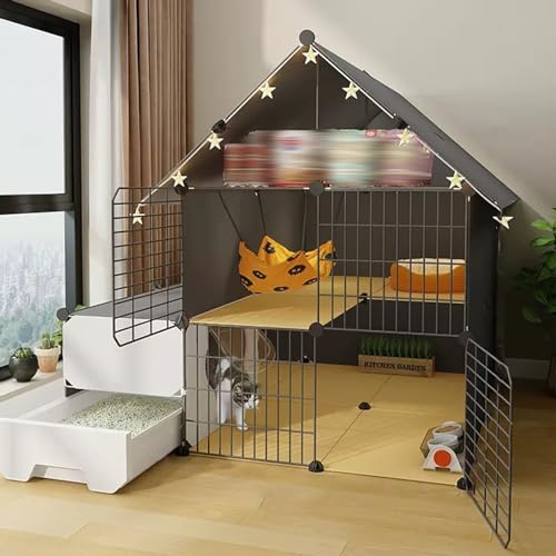 Katzenkäfig Mit Katzentoilette,DIY-Katzenlaufstall Mit Lagerregal,Katzengehege Für Den Innenbereich Mit Leitern,Zaun Für Kleintierhäuser,Ideal Für Sicheres Spielen(43 * 29.5 * 43"/109 * 75 * 109cm) Katzenkäfig Mit Katzentoilette,DIY-Katzenlaufstall Mit Lagerregal,Katzengehege Für Den Innenbereich Mit Leitern,Zaun Für Kleintierhäuser,Ideal Für Sicheres Spielen(43 * 29.5 * 43"/109 * 75 * 109cm) von HhYyLr