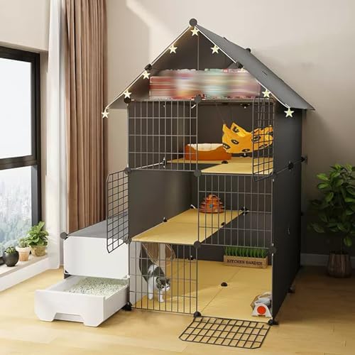 Katzenkäfig Mit Katzentoilette,DIY-Katzenlaufstall Mit Lagerregal,Katzengehege Für Den Innenbereich Mit Leitern,Zaun Für Kleintierhäuser,Ideal Für Sicheres Spielen(A-43 * 29.5 * 57"/109 * 75 * 145cm) Katzenkäfig Mit Katzentoilette,DIY-Katzenlaufstall Mit Lagerregal,Katzengehege Für Den Innenbereich Mit Leitern,Zaun Für Kleintierhäuser,Ideal Für Sicheres Spielen(A-43 * 29.5 * 57"/109 * 75 * 145cm) von HhYyLr