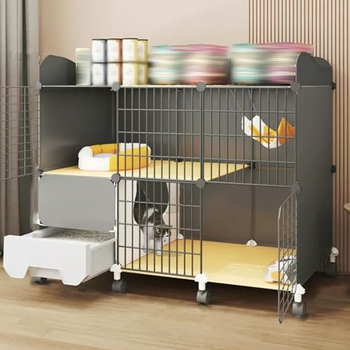 Katzenkäfig Mit Katzentoilette,Katzengehege Mit 360°-Lenkrollen,Katzenhaus Für Draußen/Drinnen,Abnehmbare Kleintierkäfige Aus Metalldraht,Geeignet Für Die Heimtierhandlung(42.9"L x 15.4"W x 35.0"H) Katzenkäfig Mit Katzentoilette,Katzengehege Mit 360°-Lenkrollen,Katzenhaus Für Draußen/Drinnen,Abnehmbare Kleintierkäfige Aus Metalldraht,Geeignet Für Die Heimtierhandlung(42.9"L x 15.4"W x 35.0"H) von HhYyLr
