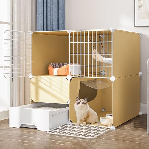 kaninchenställe Katzenlaufstall,Kaninchenstall for Haustiere,Lebensraum for Kleintiere,Großes 3-stöckiges Laufstall Mit Tür Und Geschlossener Katzentoilette,Verwendung for Kätzchen,Hasen, Chinchillas von HhYyLr