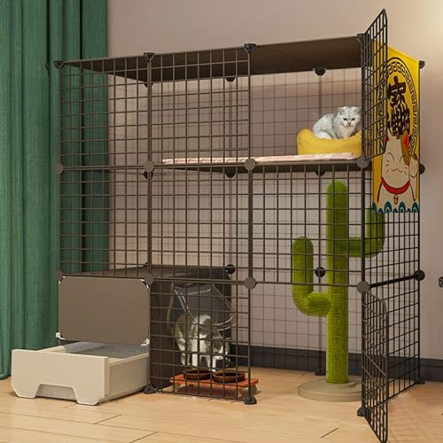 kaninchenställe Katzenlaufstall – Kaninchenstall for Haustiere,Katzenstall for Den Innenbereich Mit Tür Und Geschlossener Katzentoilette,DIY-Laufstall for Haustiere Kleiner Tierkäfig (Color : C1, SI von HhYyLr