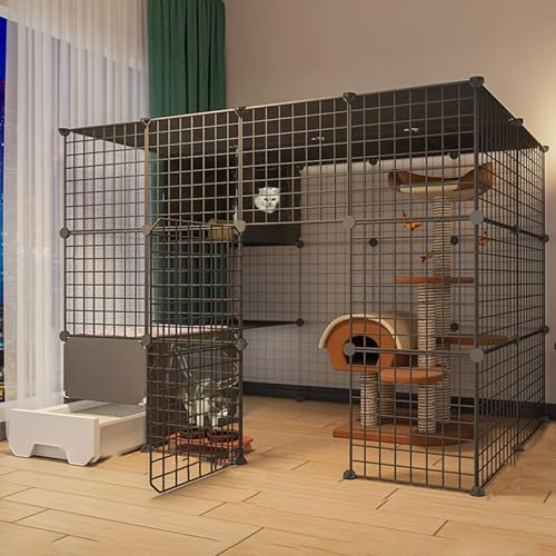 kaninchenställe Katzenlaufstall – Kaninchenstall for Haustiere,Katzenstall for Den Innenbereich Mit Tür Und Geschlossener Katzentoilette,DIY-Laufstall for Haustiere Kleiner Tierkäfig (Color : C1, SI von HhYyLr