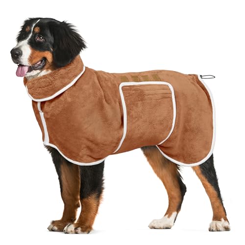 Hunde-Bademantel, Handtuch, Hunde-Trockenmantel, super saugfähige Handtücher, Bademantel für Hunde, groß, weich, verstellbares Halsband und Bauchgurt, schnell trocknend, Mantel, Haustier von HhiMyOct