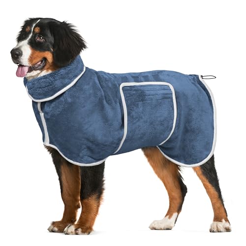 Hunde-Bademantel-Handtuch – super saugfähiger Bademantel für Hunde, groß, weich, verstellbares Halsband und Bauchgurt, schnell trocknend, Mantel, Haustier-Bademantel für Hunde und Katzen, Blau, Größe Hunde-Bademantel-Handtuch – super saugfähiger Bademantel für Hunde, groß, weich, verstellbares Halsband und Bauchgurt, schnell trocknend, Mantel, Haustier-Bademantel für Hunde und Katzen, Blau, Größe von HhiMyOct