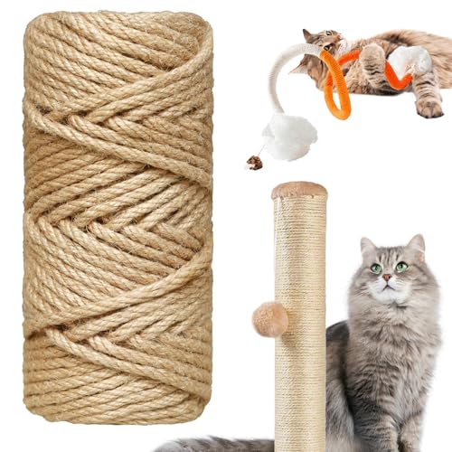 Natürliches Sisalseil für Katzenkratzer, 0,6 cm, 2,4 m, natürliches Juteseil für Kratzbaum, Reparatur und DIY Kratzbaum, Hanfschnur für Kratzbaum, Ersatz mit Katzenkauspielzeug Natürliches Sisalseil für Katzenkratzer, 0,6 cm, 2,4 m, natürliches Juteseil für Kratzbaum, Reparatur und DIY Kratzbaum, Hanfschnur für Kratzbaum, Ersatz mit Katzenkauspielzeug von HhiMyOct