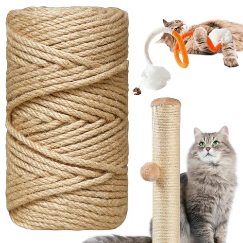 Natürliches Sisalseil für Katzenkratzer, 0,6 cm, 4,6 m, natürliches Juteseil für Kratzbaum, Reparatur und DIY Kratzbaum, Hanfschnur für Kratzbaum, Ersatz mit Katzenkauspielzeug Natürliches Sisalseil für Katzenkratzer, 0,6 cm, 4,6 m, natürliches Juteseil für Kratzbaum, Reparatur und DIY Kratzbaum, Hanfschnur für Kratzbaum, Ersatz mit Katzenkauspielzeug von HhiMyOct