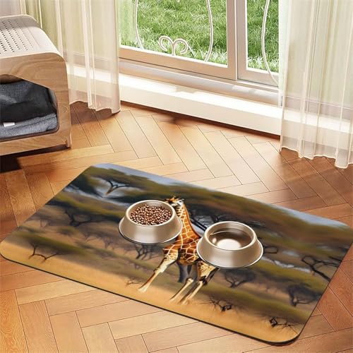 Afrika Giraffe Majestätischer Baum Druck Haustier saugfähige Tischdecke, spezielles Pad für Futternäpfe, rollbar zur Aufbewahrung, ideal für Futternäpfe Afrika Giraffe Majestätischer Baum Druck Haustier saugfähige Tischdecke, spezielles Pad für Futternäpfe, rollbar zur Aufbewahrung, ideal für Futternäpfe von Hhwwtye