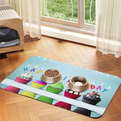 Bunte Happy Birthday Cupcakes Druck Haustier saugfähige Tischdecke, spezielles Pad für Futternapf, rollbar zur Aufbewahrung, ideal für Futternäpfe Bunte Happy Birthday Cupcakes Druck Haustier saugfähige Tischdecke, spezielles Pad für Futternapf, rollbar zur Aufbewahrung, ideal für Futternäpfe von Hhwwtye