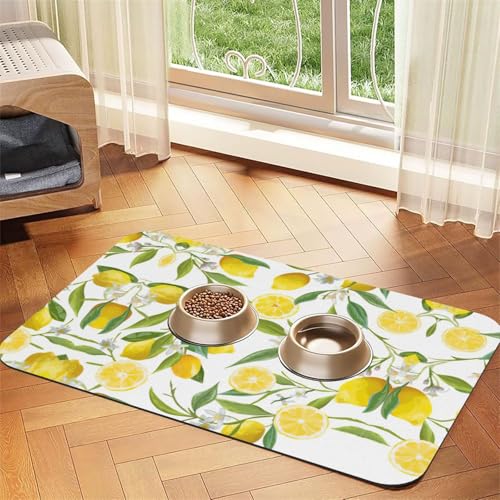 Frische tropische Zitronen Druck Haustier saugfähige Tischdecke, spezielles Pad für Futternäpfe, rollbar zur Aufbewahrung, ideal für Futternäpfe Frische tropische Zitronen Druck Haustier saugfähige Tischdecke, spezielles Pad für Futternäpfe, rollbar zur Aufbewahrung, ideal für Futternäpfe von Hhwwtye