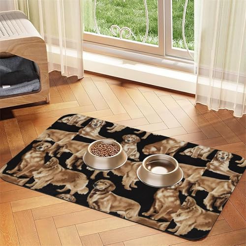 Golden Retrievers Druck-Tischdecke für Haustiere, saugfähig, spezielles Pad für Futternäpfe, rollbar zur Aufbewahrung, ideal für Futternäpfe Golden Retrievers Druck-Tischdecke für Haustiere, saugfähig, spezielles Pad für Futternäpfe, rollbar zur Aufbewahrung, ideal für Futternäpfe von Hhwwtye