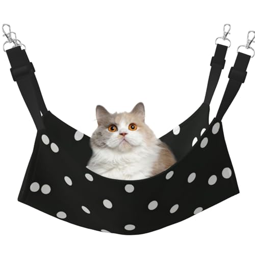 Hhwwtye Katzenbett, freistehend, für drinnen und draußen, einfache Montage, Schwarz und Weiß gepunktet Hhwwtye Katzenbett, freistehend, für drinnen und draußen, einfache Montage, Schwarz und Weiß gepunktet von Hhwwtye