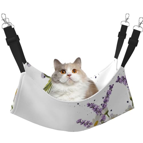 Hhwwtye Katzenbett-Hängematte, freistehend, für drinnen und draußen, einfache Montage, Lavendel und Gänseblümchen Hhwwtye Katzenbett-Hängematte, freistehend, für drinnen und draußen, einfache Montage, Lavendel und Gänseblümchen von Hhwwtye