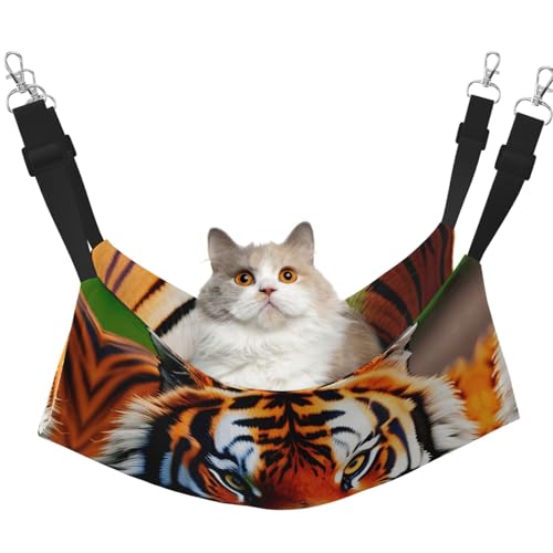 Hhwwtye Katzenbett-Hängematte mit Tigerstreifen, freistehendes Katzenbett für drinnen und draußen, einfache Montage Hhwwtye Katzenbett-Hängematte mit Tigerstreifen, freistehendes Katzenbett für drinnen und draußen, einfache Montage von Hhwwtye