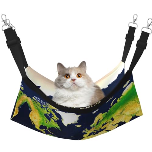 Hhwwtye Katzenbett-Hängematte mit Weltkarte, freistehend, für drinnen und draußen, einfache Montage Hhwwtye Katzenbett-Hängematte mit Weltkarte, freistehend, für drinnen und draußen, einfache Montage von Hhwwtye