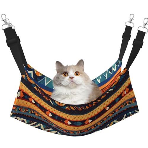 Hhwwtye Katzenbett-Hängematte mit afrikanischem Nationalmuster, freistehendes Katzenbett für drinnen und draußen, einfache Montage Hhwwtye Katzenbett-Hängematte mit afrikanischem Nationalmuster, freistehendes Katzenbett für drinnen und draußen, einfache Montage von Hhwwtye