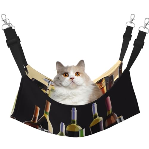 Hhwwtye Katzenbett mit Cocktailgläsern und Weinflaschen, freistehendes Katzenbett für drinnen und draußen, einfache Montage von Hhwwtye