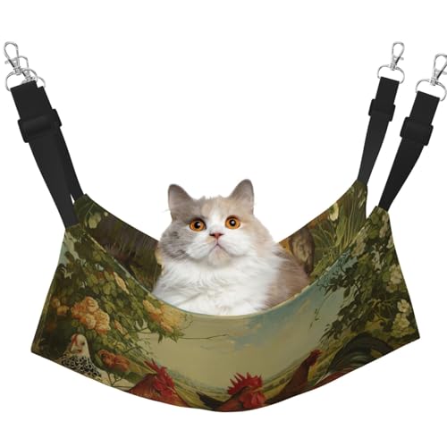 Hhwwtye Katzenbett mit Hühnern und Bauernhof, freistehendes Katzenbett für drinnen und draußen, einfache Montage Hhwwtye Katzenbett mit Hühnern und Bauernhof, freistehendes Katzenbett für drinnen und draußen, einfache Montage von Hhwwtye