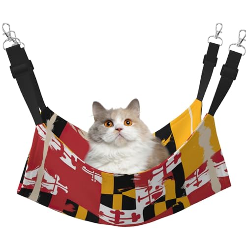 Hhwwtye Katzenbett mit Maryland-Flagge, freistehendes Katzenbett für drinnen und draußen, einfache Montage Hhwwtye Katzenbett mit Maryland-Flagge, freistehendes Katzenbett für drinnen und draußen, einfache Montage von Hhwwtye