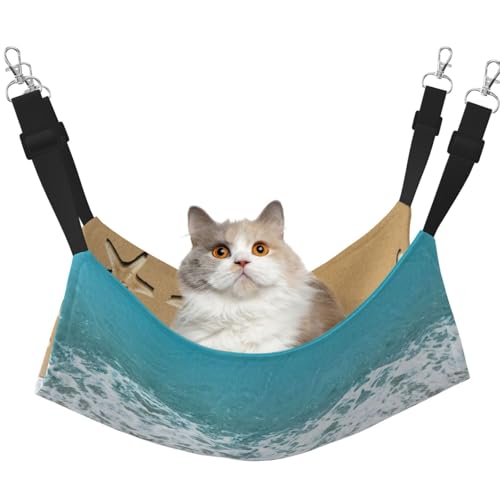 Hhwwtye Katzenbett mit Seestern am Strand, freistehendes Katzenbett für drinnen und draußen, einfache Montage Hhwwtye Katzenbett mit Seestern am Strand, freistehendes Katzenbett für drinnen und draußen, einfache Montage von Hhwwtye