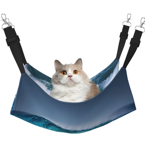 Hhwwtye Ocean Wave Katzenbett-Hängematte, freistehendes Katzenbett für drinnen und draußen, einfache Montage Hhwwtye Ocean Wave Katzenbett-Hängematte, freistehendes Katzenbett für drinnen und draußen, einfache Montage von Hhwwtye