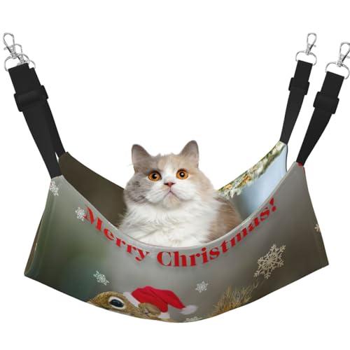 Hhwwtye Weihnachtliche Eichhörnchen-Katzenbett-Hängematte, freistehendes Katzenbett für drinnen und draußen, einfache Montage Hhwwtye Weihnachtliche Eichhörnchen-Katzenbett-Hängematte, freistehendes Katzenbett für drinnen und draußen, einfache Montage von Hhwwtye