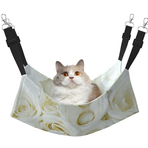 Hhwwtye White Rose Katzenbett-Hängematte, freistehendes Katzenbett für drinnen und draußen, einfache Montage Hhwwtye White Rose Katzenbett-Hängematte, freistehendes Katzenbett für drinnen und draußen, einfache Montage von Hhwwtye