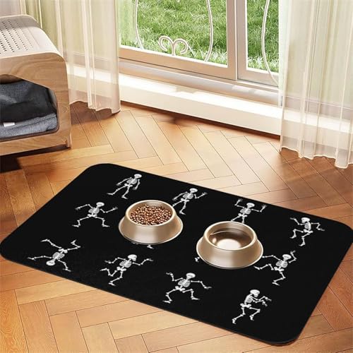 Interessante Skelett-Druck-Tischdecke für Haustiere, saugfähig, spezielles Pad für Futternäpfe, rollbar zur Aufbewahrung, ideal für Futternäpfe Interessante Skelett-Druck-Tischdecke für Haustiere, saugfähig, spezielles Pad für Futternäpfe, rollbar zur Aufbewahrung, ideal für Futternäpfe von Hhwwtye