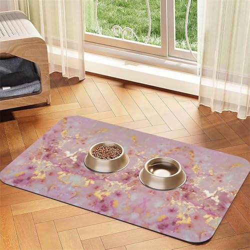 Rosa Marmor-Texturdruck, saugfähige Tischdecke, spezielles Pad für Futternäpfe, rollbar zur Aufbewahrung, ideal für Futternäpfe Rosa Marmor-Texturdruck, saugfähige Tischdecke, spezielles Pad für Futternäpfe, rollbar zur Aufbewahrung, ideal für Futternäpfe von Hhwwtye