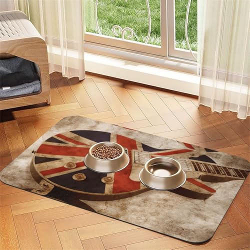 Saugfähige Tischdecke für Haustiere, Motiv: Gitarre, britische Flagge, spezielles Pad für Futternäpfe, rollbar zur Aufbewahrung, ideal für Futternäpfe Saugfähige Tischdecke für Haustiere, Motiv: Gitarre, britische Flagge, spezielles Pad für Futternäpfe, rollbar zur Aufbewahrung, ideal für Futternäpfe von Hhwwtye