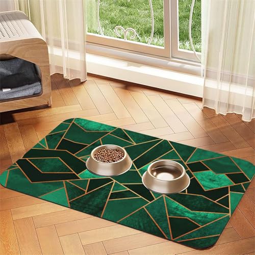 Saugfähige Tischdecke für Haustiere, Schwarz und Gold, geometrischer Druck, spezielles Pad für Futternäpfe, rollbar zur Aufbewahrung, ideal für Futternäpfe Saugfähige Tischdecke für Haustiere, Schwarz und Gold, geometrischer Druck, spezielles Pad für Futternäpfe, rollbar zur Aufbewahrung, ideal für Futternäpfe von Hhwwtye