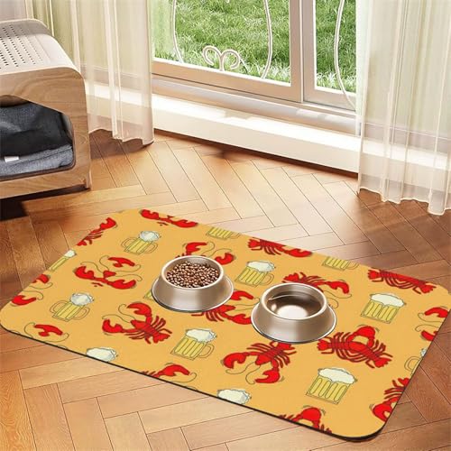 Saugfähige Tischdecke mit Bier- und Krebsmuster, spezielles Pad für Futternäpfe, rollbar zur Aufbewahrung, ideal für Futternäpfe Saugfähige Tischdecke mit Bier- und Krebsmuster, spezielles Pad für Futternäpfe, rollbar zur Aufbewahrung, ideal für Futternäpfe von Hhwwtye