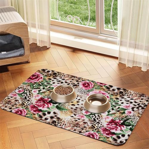 Saugfähige Tischdecke mit Tiermotiven und Leopardenmuster, spezielles Pad für Futternäpfe, rollbar zur Aufbewahrung, ideal für Futternäpfe Saugfähige Tischdecke mit Tiermotiven und Leopardenmuster, spezielles Pad für Futternäpfe, rollbar zur Aufbewahrung, ideal für Futternäpfe von Hhwwtye
