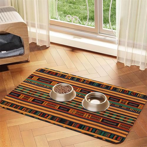 Saugfähige Tischdecke mit afrikanischem Webdruck, spezielles Pad für Futternäpfe, rollbar zur Aufbewahrung, ideal für Futternäpfe von Hhwwtye